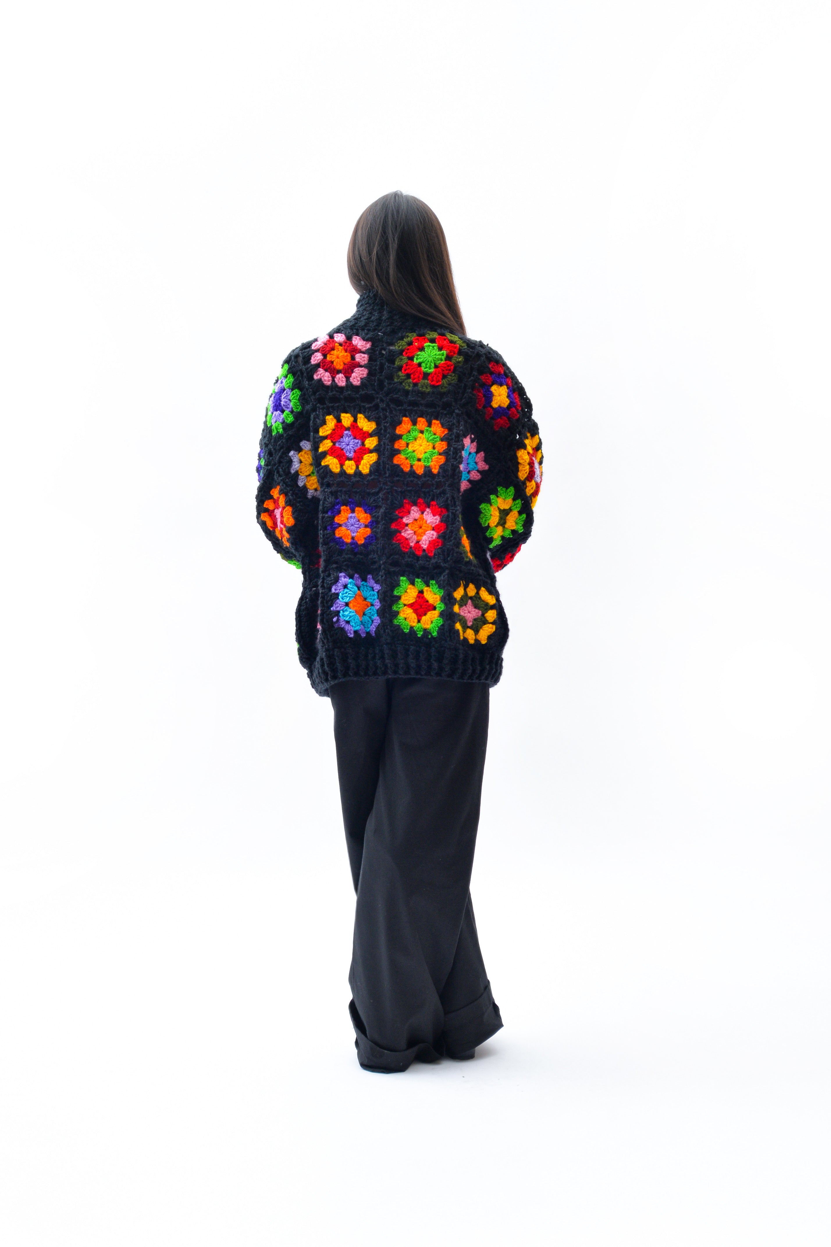 Cardigan Flores Negro