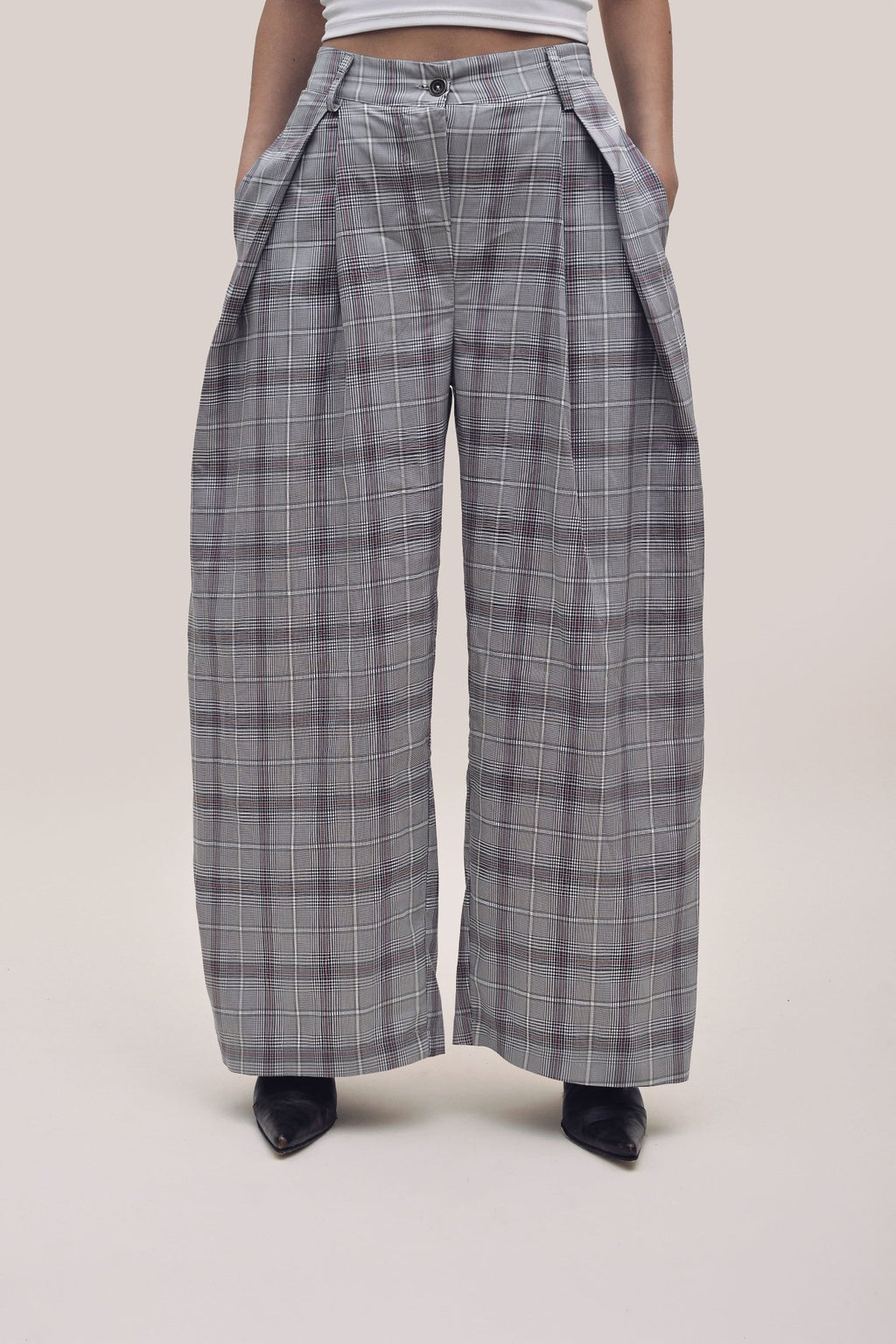 Bubble Pants Glen Check Gris Claro - Anacleta Design