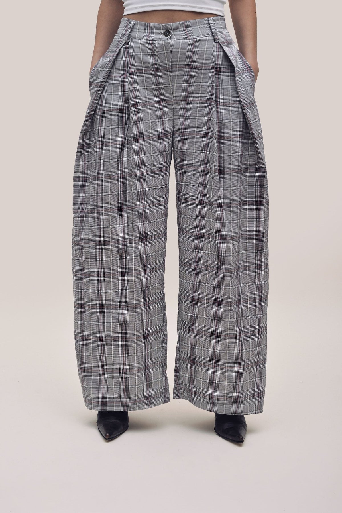 Bubble Pants Glen Check Gris Claro - Anacleta Design