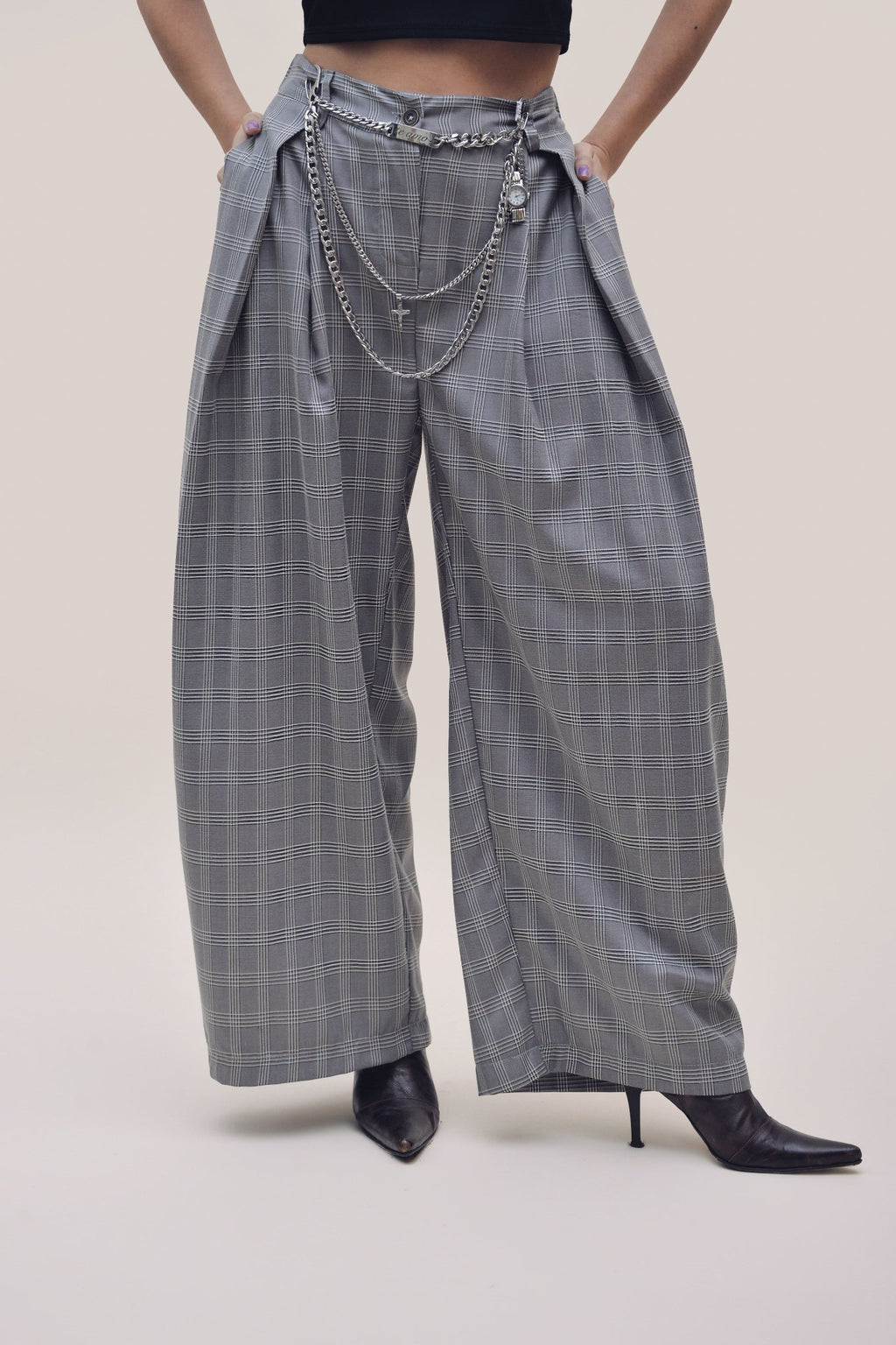Bubble Pants Glen Check Gris Oscuro - Anacleta Design