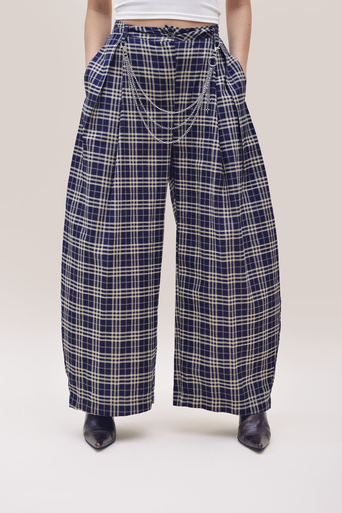 Bubble Pants Tartán Azul Marino - Anacleta Design