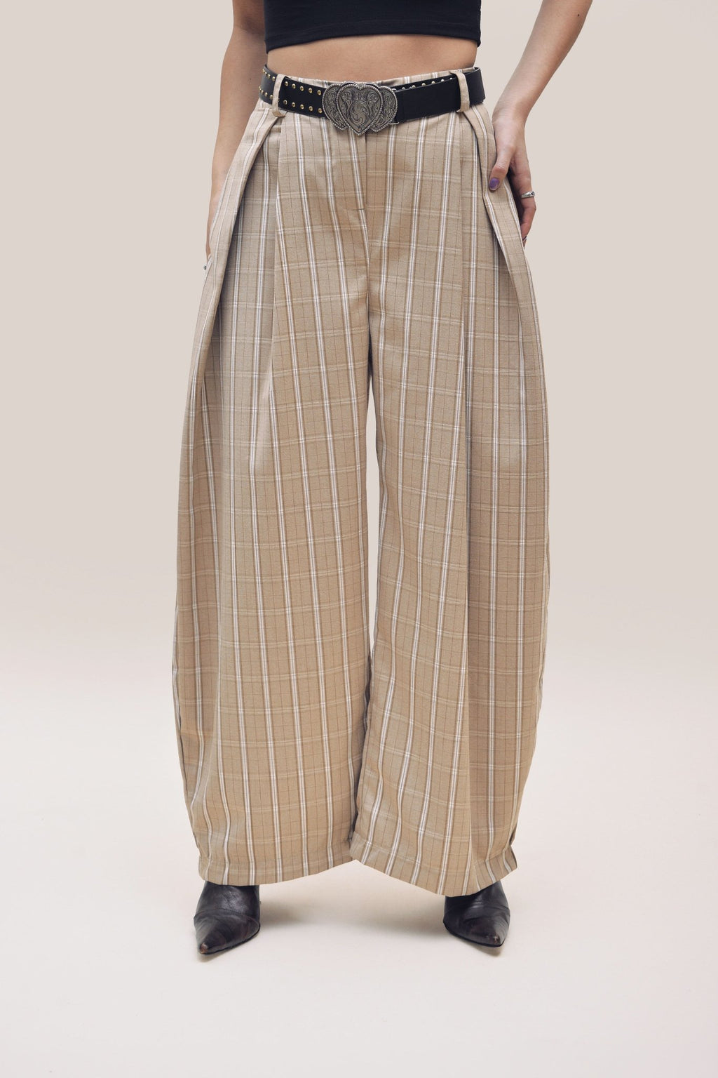 Bubble Pants Tartán Beige - Anacleta Design