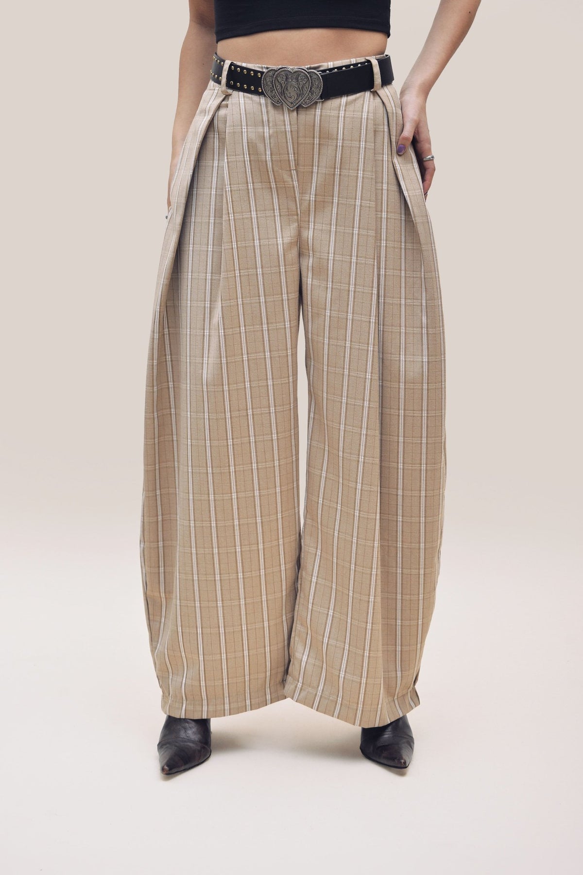 Bubble Pants Tartán Beige - Anacleta Design