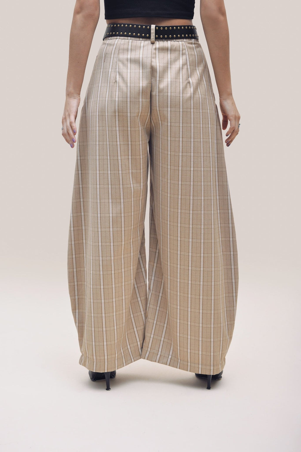 Bubble Pants Tartán Beige - Anacleta Design