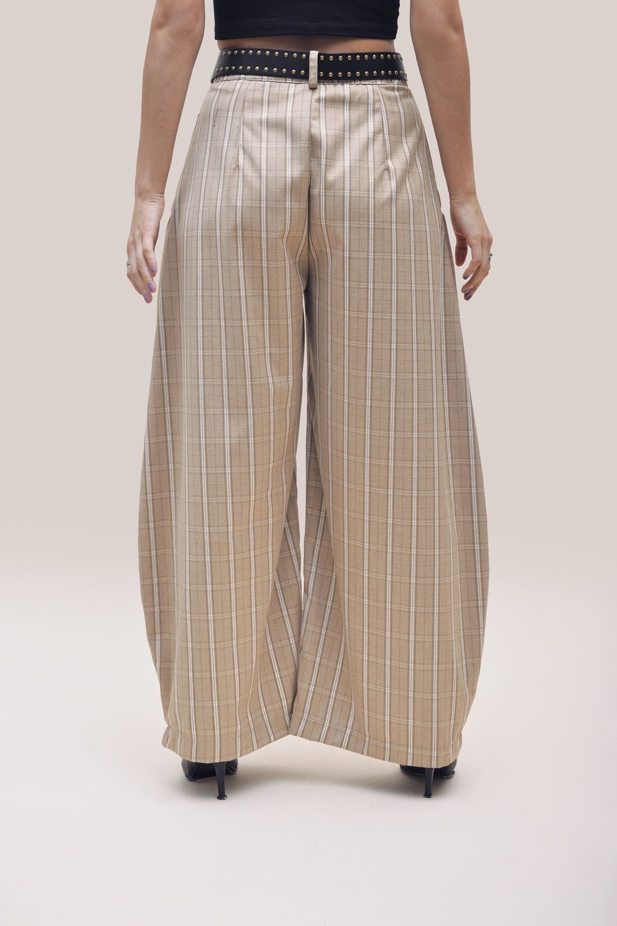 Bubble Pants Tartán Beige - Anacleta Design
