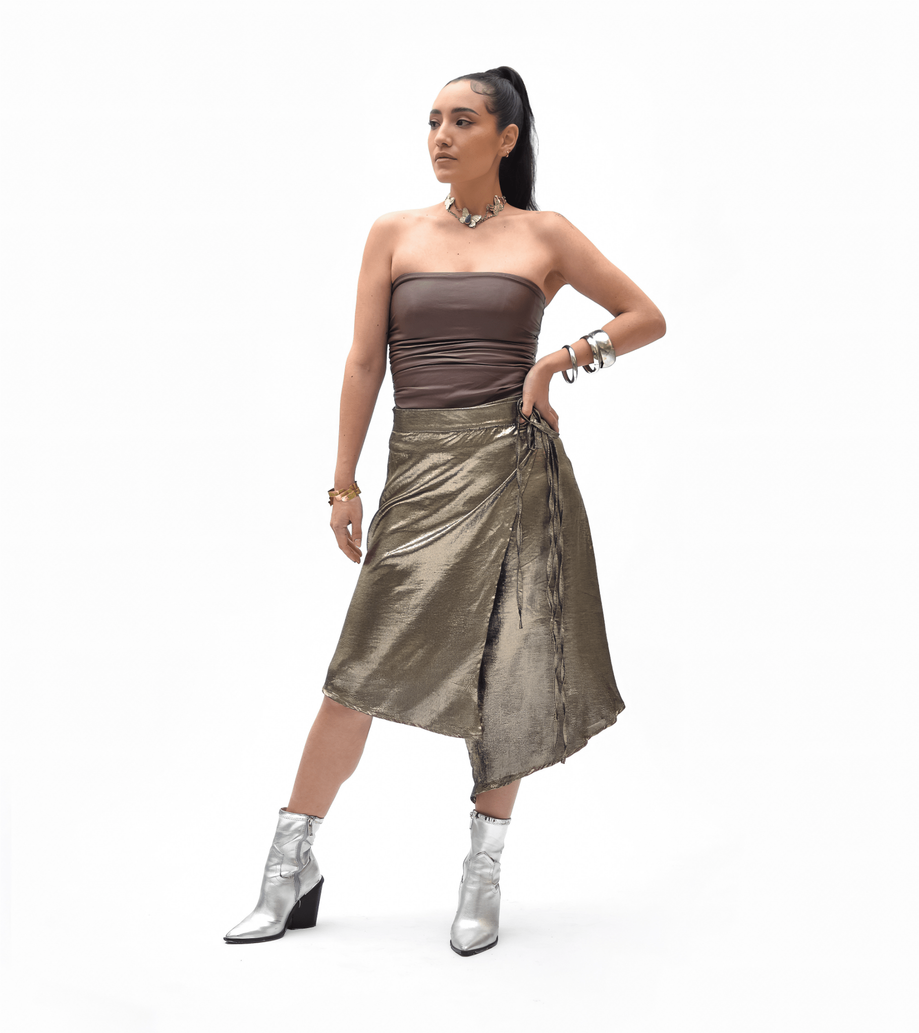 Falda Wrapped Metalizada Gold - Anacleta Design