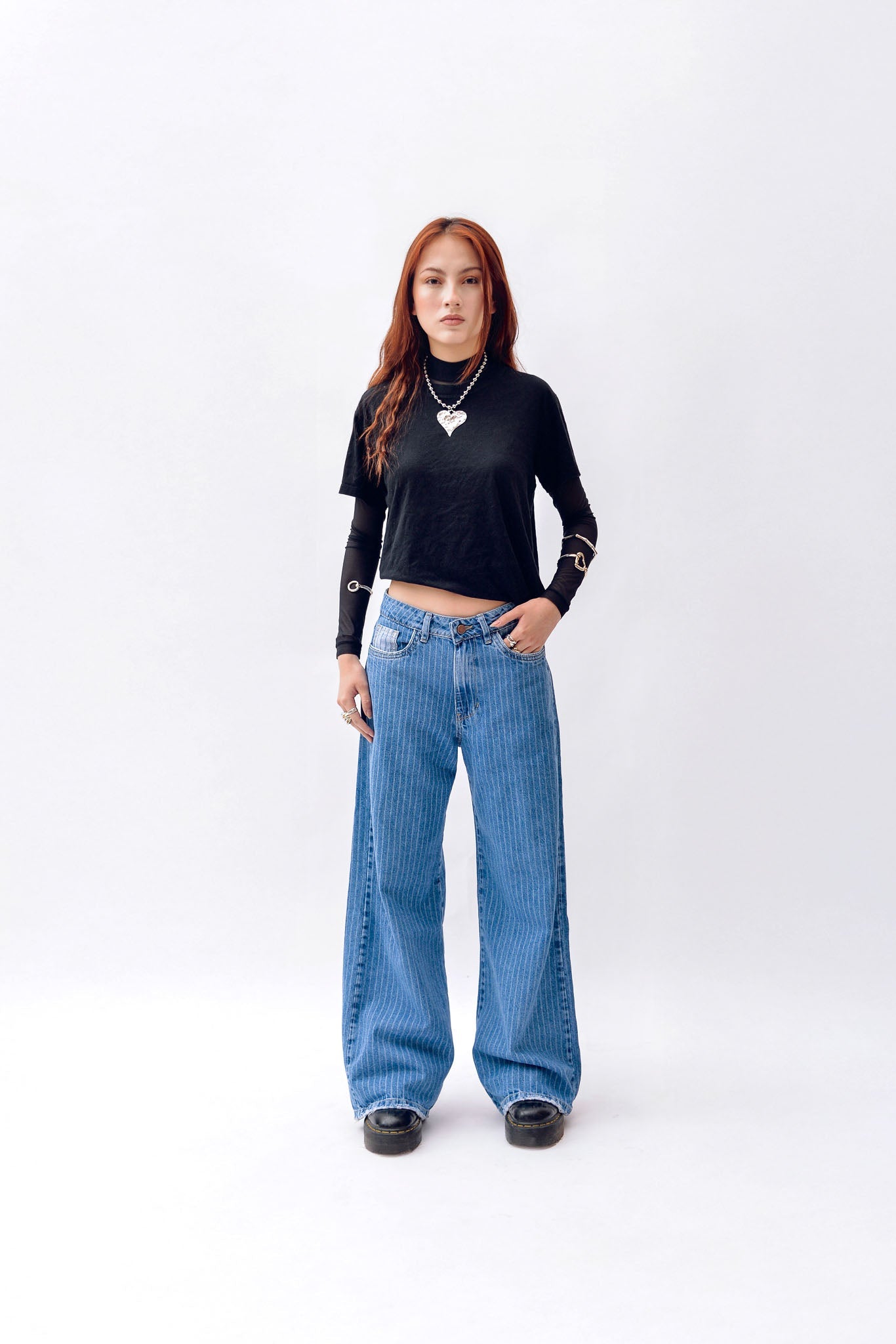 Pantalon wide de lineas jean - Anacleta Design