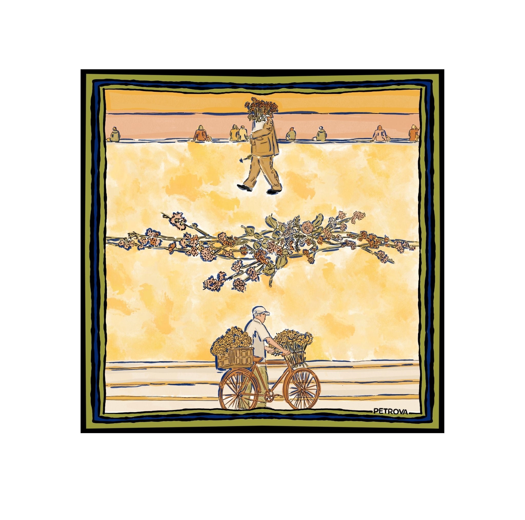 Pañuelo Amarillo Flores - Anacleta Design