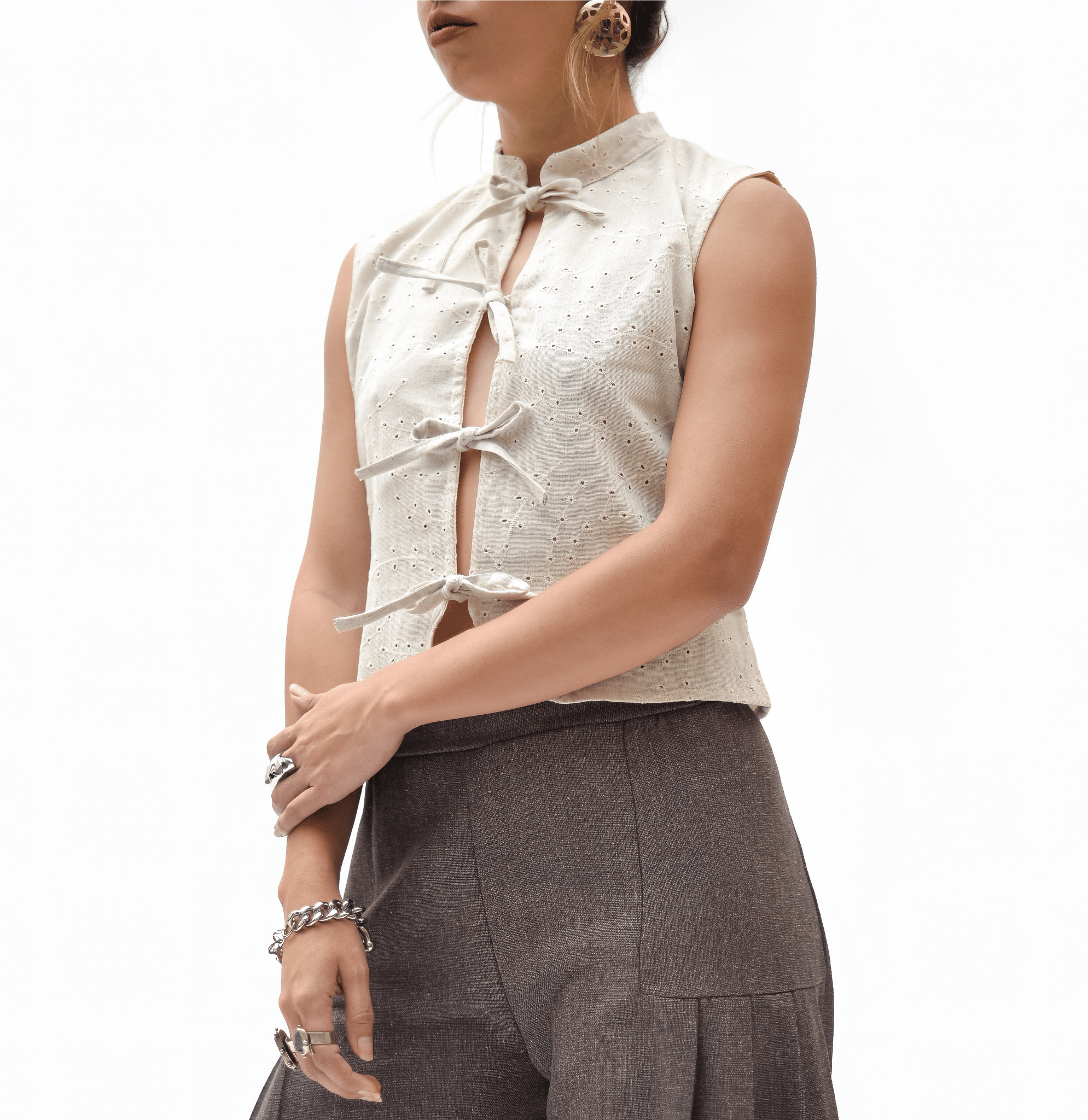 Top Mao Beige Bordado - Anacleta Design